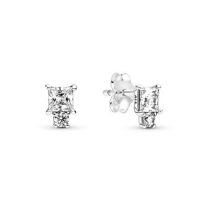 Pendientes en Plata de Ley Circulo y Cuadrado Brillante 290036C01