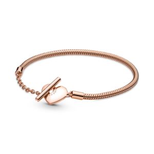 Pulsera en Pandora Rose Cadena de Serpiente Cierre en T y Corazón 589285C00