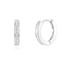 Pendientes Aro 13mm en Plata de ley Baguets