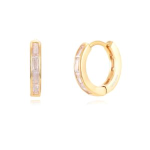 Pendientes Aro 13mm en Plata de ley Baguets Gold