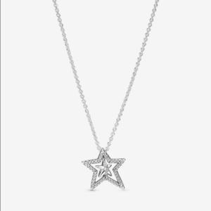 Collar en Plata de Ley Estrella Asimetrica en Pave 390020C01-45