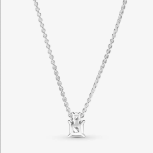 Collar en Plata de Ley Circulo y Cuadrado Brillantes 390048C01-45