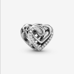 Charm en Plata de Ley Corazones Brillantes Entrelazados 799270C01