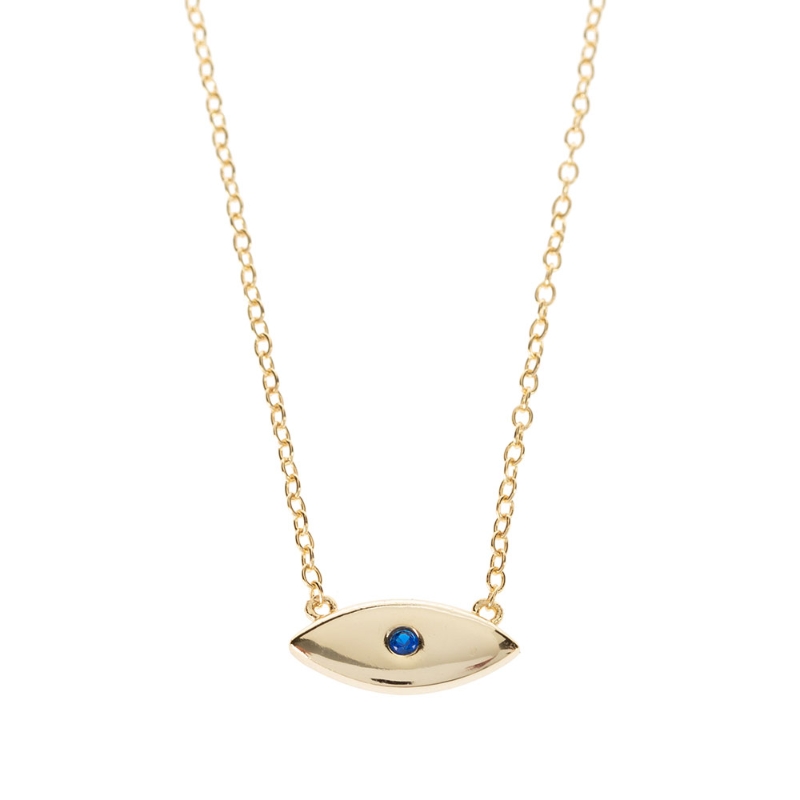 Collar en plata de Ley Ojo Gold Azul