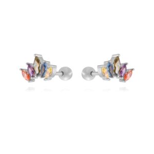 Pendientes Piercing en Plata de Ley Corone Multicolor