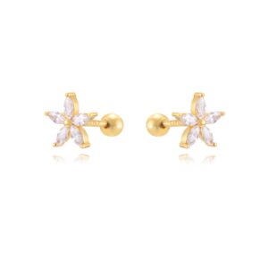 Pendientes Piercing en Plata de Ley Petalos Gold