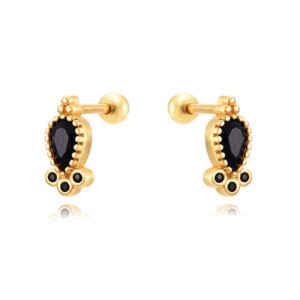 Pendientes Piercing en Plata de Ley Grace Black Gold