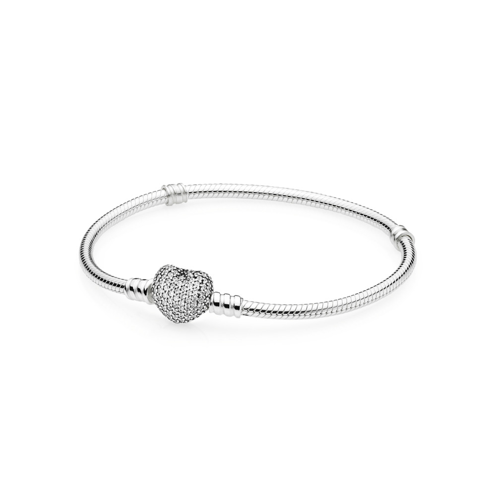 Pulsera Plata de Ley Cierre de Corazón en Pavé 590727CZ