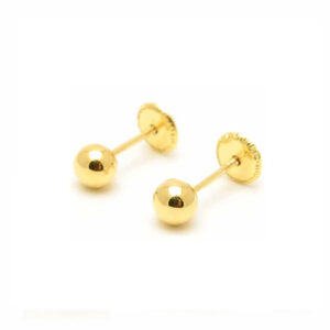Pendientes Oro 18k Bola 4mm Rosca
