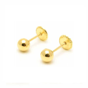 Pendientes Oro 18k Bola 5mm Rosca