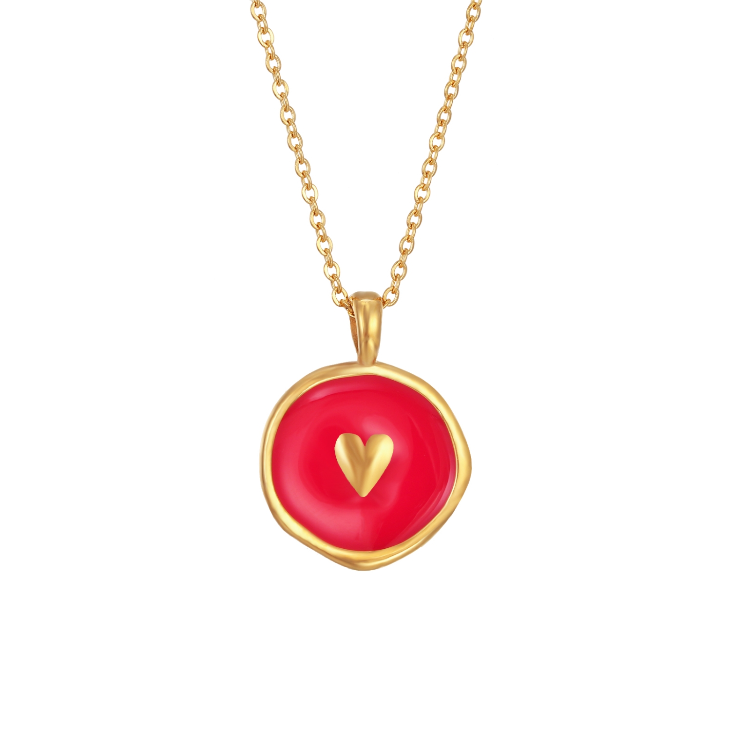 Collar en Acero Cuore Fucsia Gold