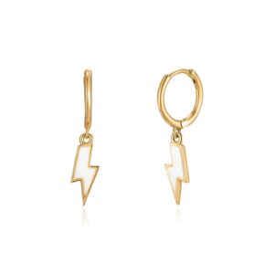 Pendientes en Plata de Ley Aro Rayo Esmalte Blanco