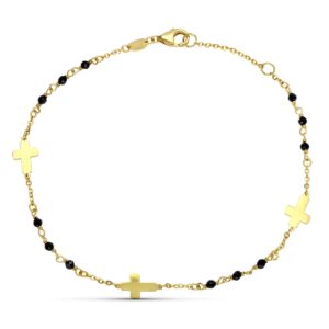 Pulsera en Oro de 18k Cruces y Onix