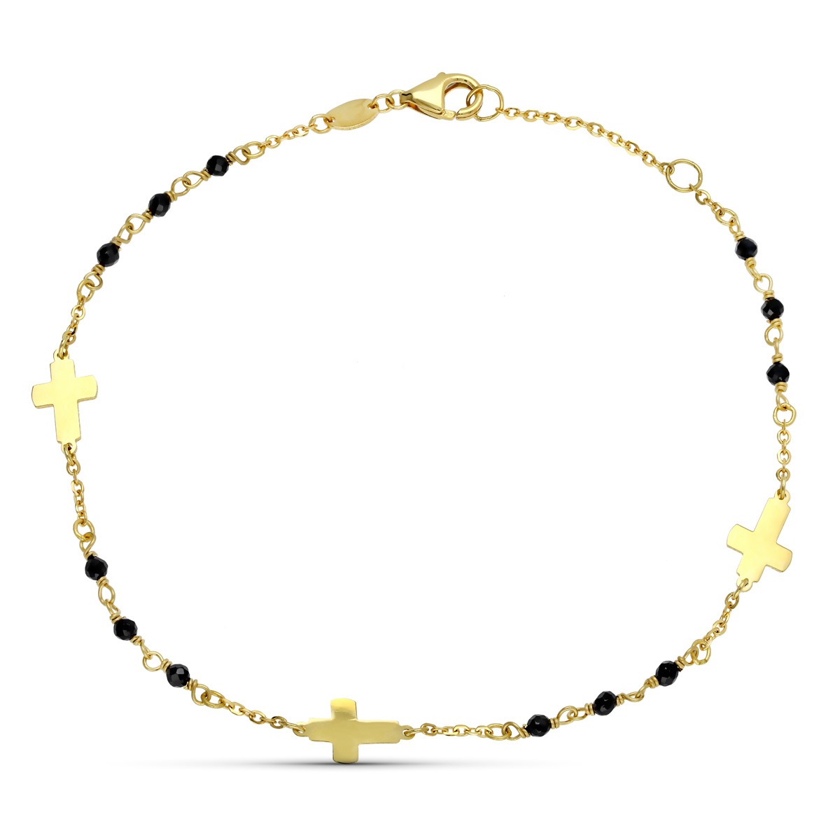 Pulsera en Oro de 18k Cruces y Onix