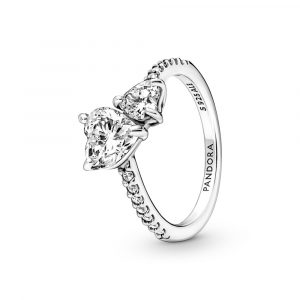 Anillo Doble Corazón Brillante 191198C01