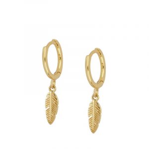 Pendientes Aro Plata Pluma Gold