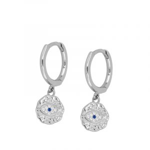 Pendientes Plata Aro Medalla Ojo