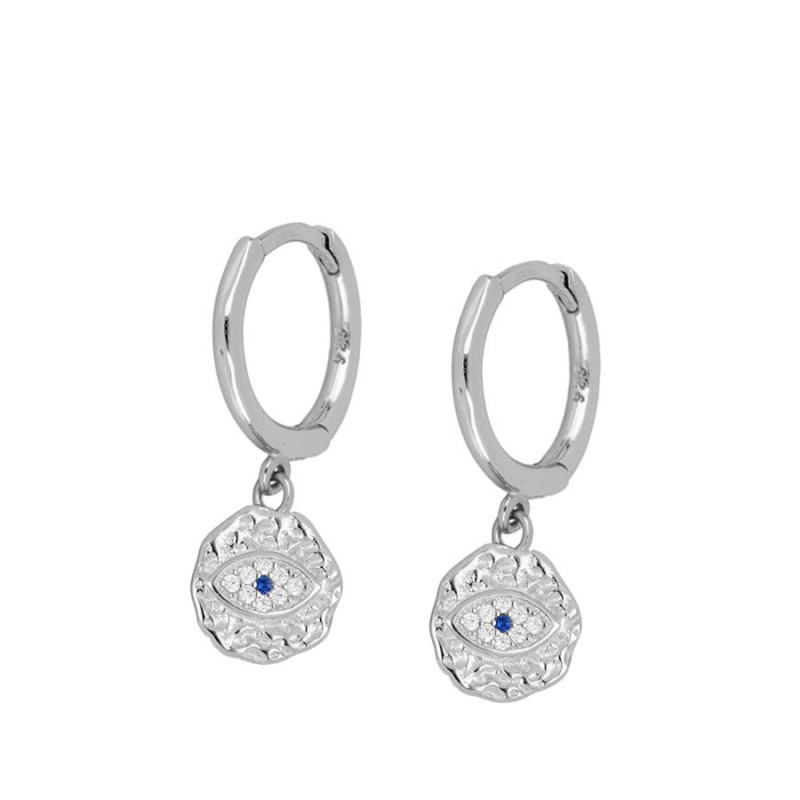 Pendientes Plata Aro Medalla Ojo