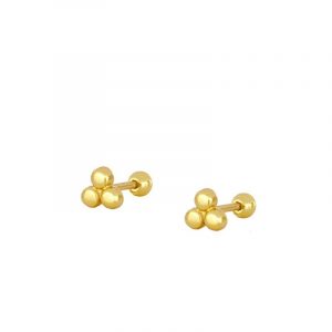 Piercing Plata 3 Bolitas Gold