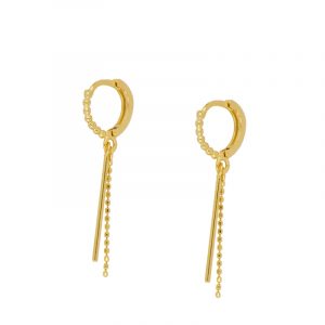 Pendientes Aro Plata Bolitas Cadenas Gold