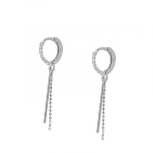 Pendientes Aro Plata Bolitas Cadenas