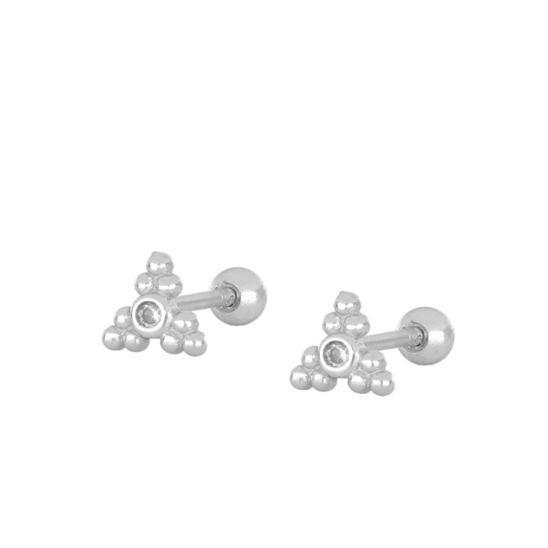 Piercing Plata 9 Bolitas y Circonita