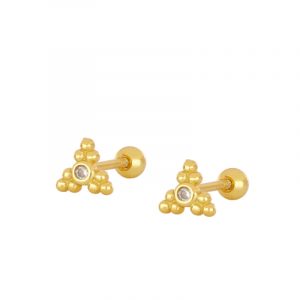 Piercing Plata 9 Bolitas y Circonita Gold