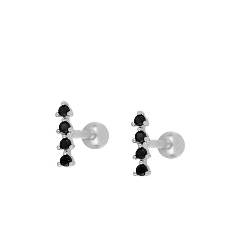 Piercing Plata 4 circonitas negras