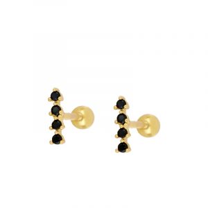 Piercing Plata 4 circonitas negras Gold