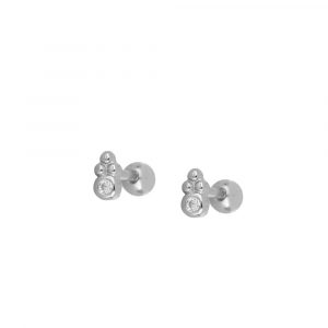 Piercing Plata 3 Bolitas y Circonita