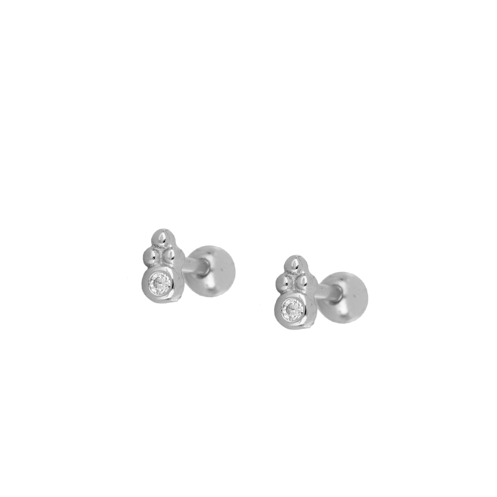 Piercing Plata 3 Bolitas y Circonita