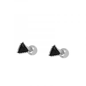 Piercing Plata Triangulo Circonita Negra
