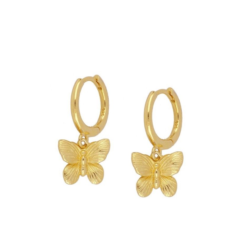 Pendientes Plata Aro Mariposa Gold