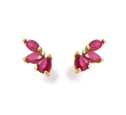 Pendientes oro Amarillo y Rubies GB133RU