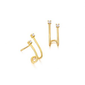 Pendientes Doble Aro Oro 18k y Diamantes GB131OA