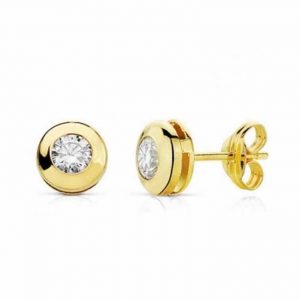 Pendientes Oro 18k Chatón Circonita 4mm