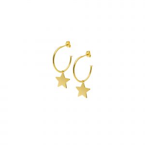 Pendientes en Oro de 18k Semi Aro con Estrella