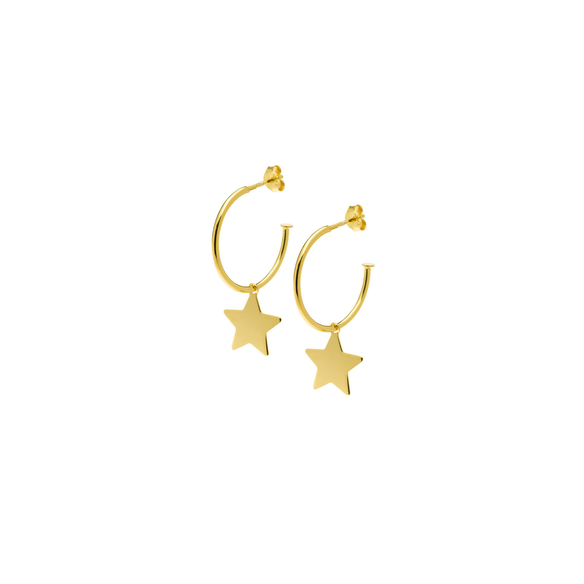 Pendientes en Oro de 18k Semi Aro con Estrella