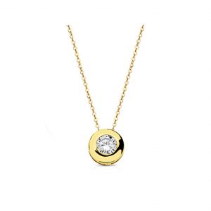 Collar Oro 18k Chatón Circonita 4mm