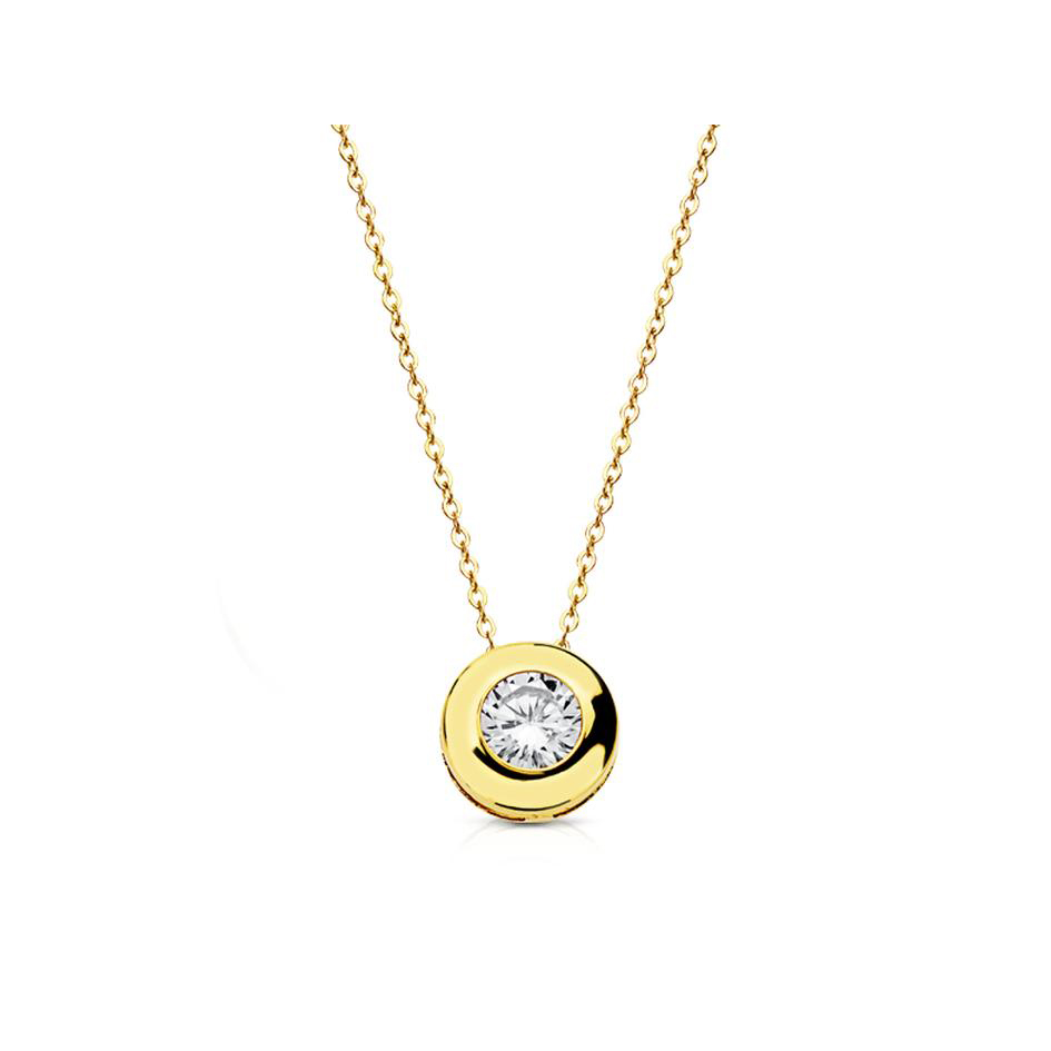 Collar Oro 18k Chatón Circonita 4mm