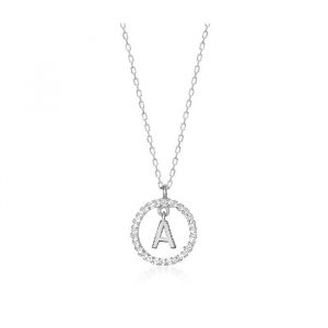 Collar Plata Inicial Circulo Brillante