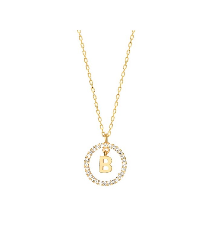 Collar Plata Inicial Circulo Brillante Gold - Imagen 2