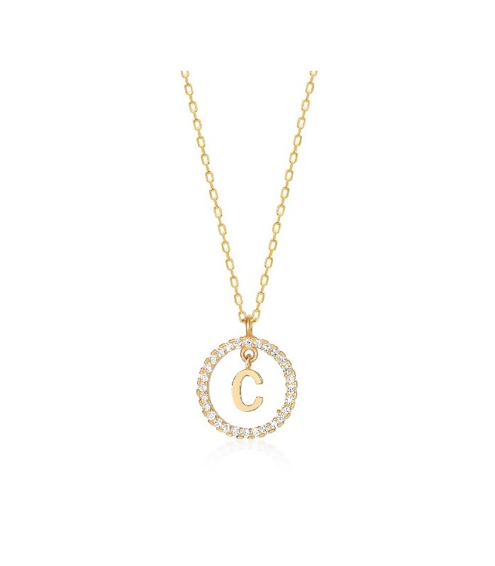 Collar Plata Inicial Circulo Brillante Gold - Imagen 3
