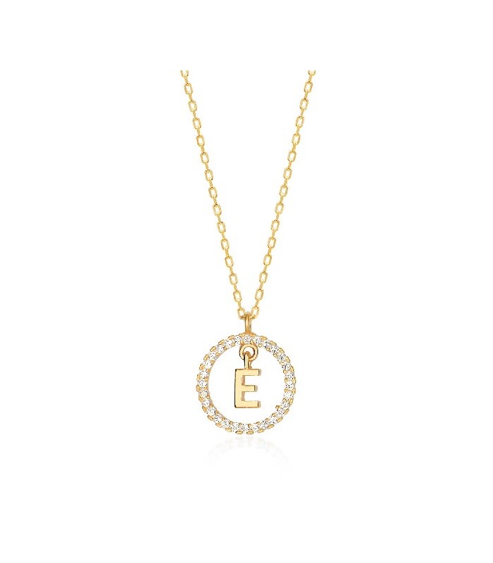 Collar Plata Inicial Circulo Brillante Gold - Imagen 5