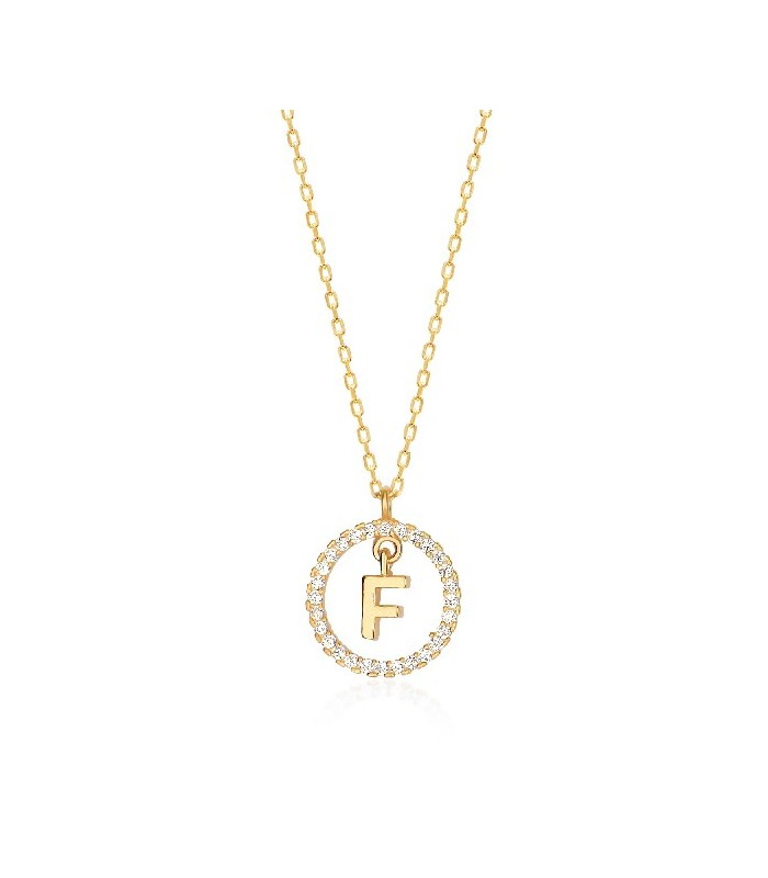Collar Plata Inicial Circulo Brillante Gold - Imagen 6