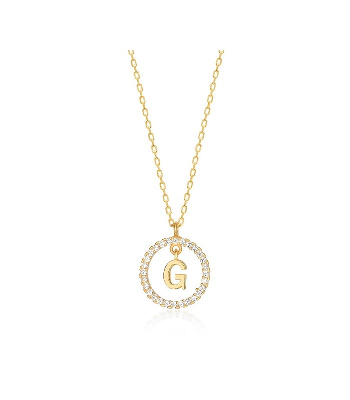 Collar Plata Inicial Circulo Brillante Gold - Imagen 7