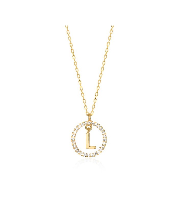Collar Plata Inicial Circulo Brillante Gold - Imagen 11