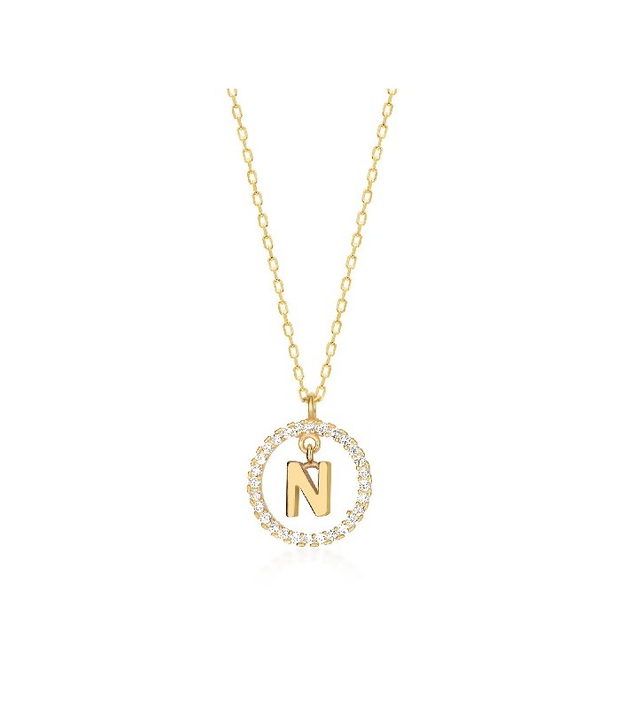 Collar Plata Inicial Circulo Brillante Gold - Imagen 12