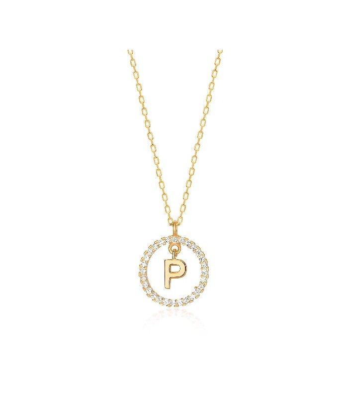 Collar Plata Inicial Circulo Brillante Gold - Imagen 14