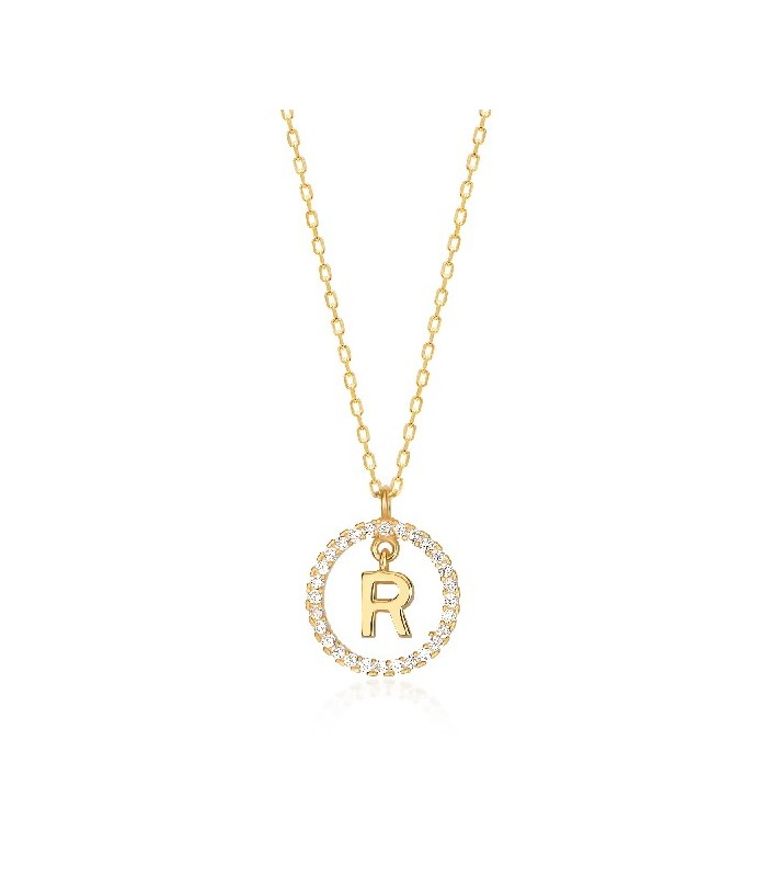 Collar Plata Inicial Circulo Brillante Gold - Imagen 15